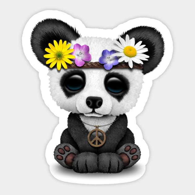 Cute Baby Panda Hippie Sticker by jeffbartels